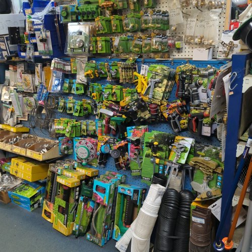 Lawn and garden supplies inside of Summit True Value Hardware